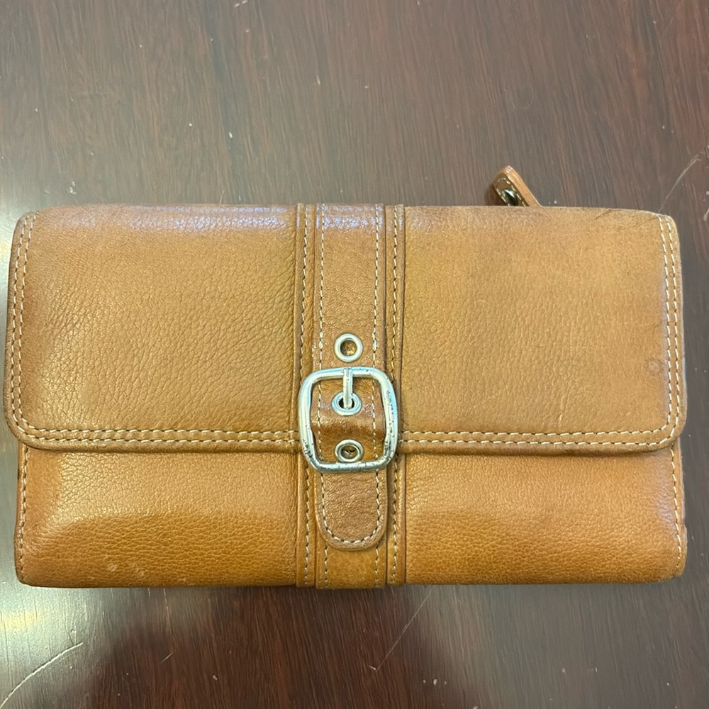 Fossil Brown Leather Wallet & Checkbook Holder Genuine Leather